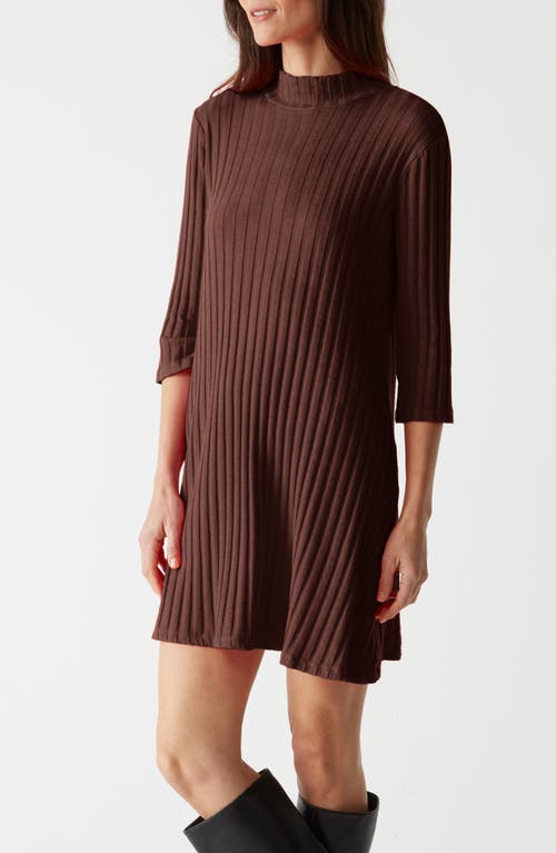 Shop Michael Stars Mirabelle Mock Neck Rib Minidress In Java