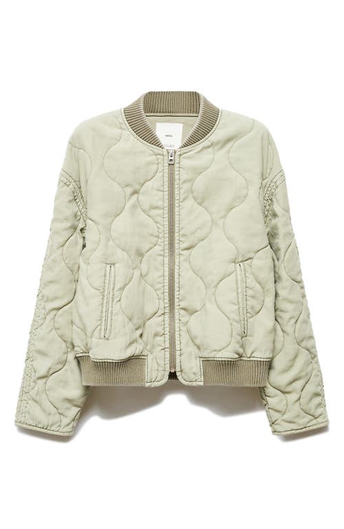 Shop Mango Onion Quilt Bomber Jacket In Khaki Green