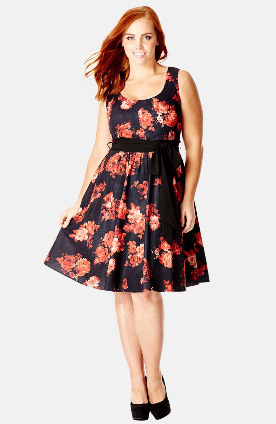 City Chic 'Rose Bloom' Fit & Flare Dress (Plus Size) Nordstrom