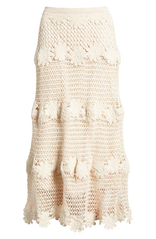 Shop Kobi Halperin Presley Floral Crochet Cotton Midi Skirt In Natural