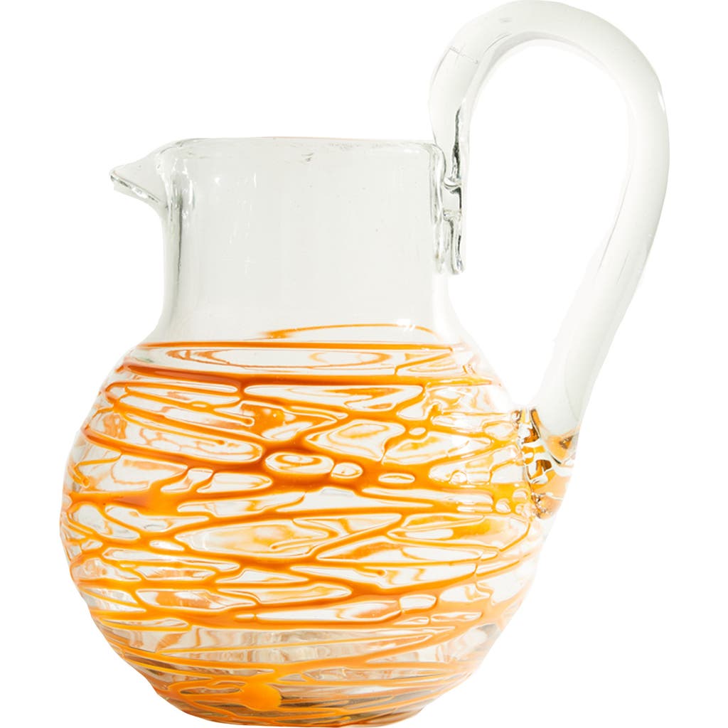 Verve Culture Handblown Swirl Glass Pitcher In Orange
