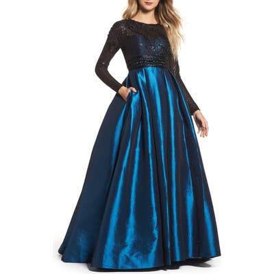 MAC Duggal Embellished Taffeta Ballgown, Blue