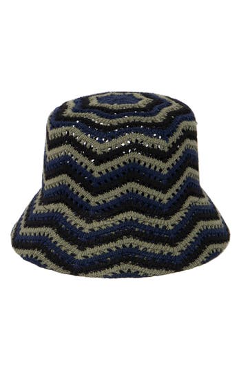 San Diego Hat Knit Chevron Bucket Hat In Navy