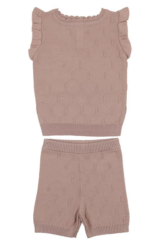 Maniere Manière Scallop Honeycomb Stitch Sweater & Shorts Set In Mauve