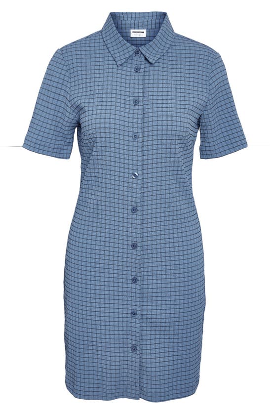 Shop Noisy May Nanny Grid Shirtdress In Coronet Blue Checksblack