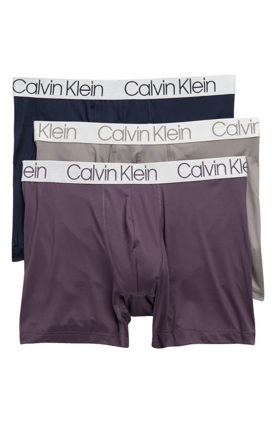 Calvin Klein 3-pack Performance Boxer Briefs In 5ra Faded Gray/