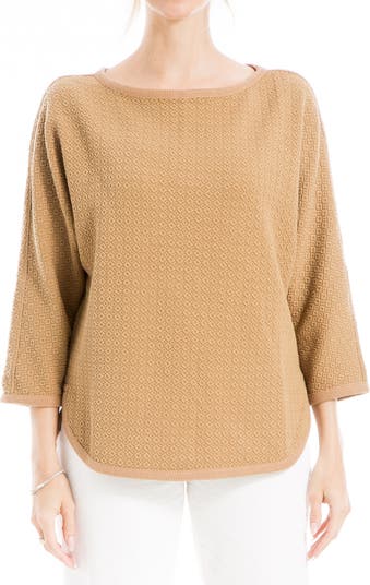 MAX STUDIO Boat Neck Dolman Sleeve Waffle Knit Top | Nordstromrack