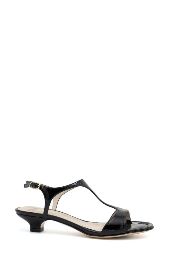 Shop Amalfi By Rangoni Damasco Kitten Heel T-strap Sandal In Black - Platinum Buckle