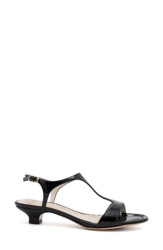 Amalfi By Rangoni Damasco Kitten Heel T-strap Sandal In Black - Platinum Buckle