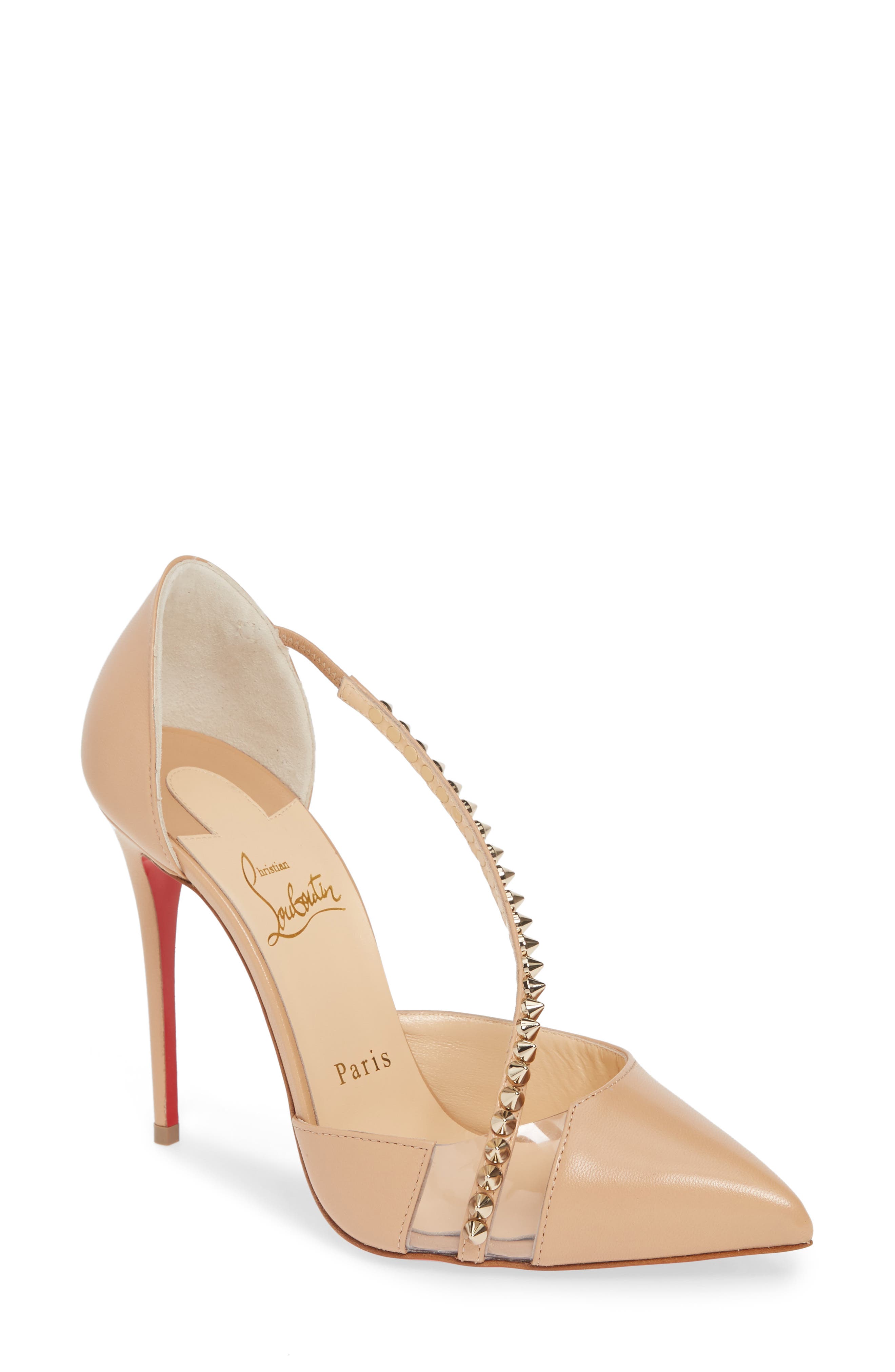 Christian Louboutin Spike Cross Strap Pump, Beige
