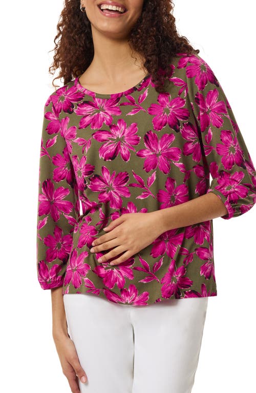 Floral Top in Jasper Green/Orchid