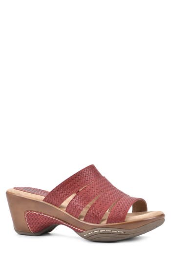 Shop White Mountain Footwear White Mountain Valora Wedge Sandal In Red/woven