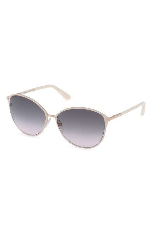 Tom Ford Penelope 59mm Gradient Round Sunglasses In Shiny Rose Gold/smoke