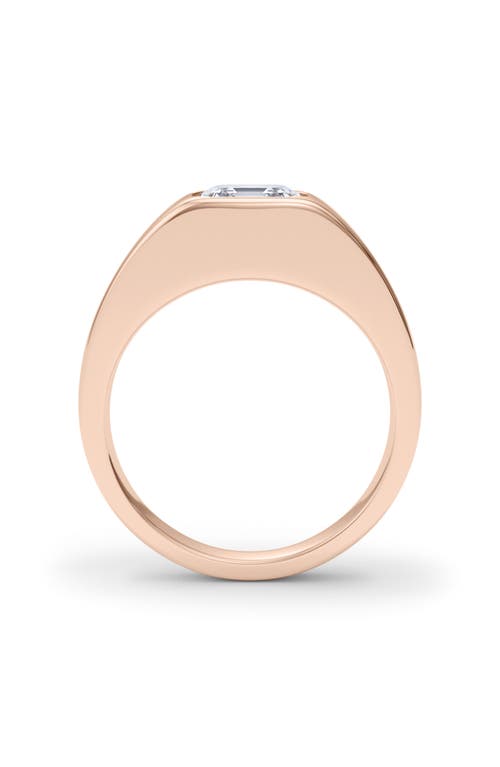 Hautecarat Asscher Cut Lab Created Diamond Signet Ring In 2.00 Ctw 18k Rose Gold