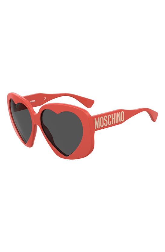 Shop Moschino 61mm Rectangular Sunglasses In Black/ Brown Red