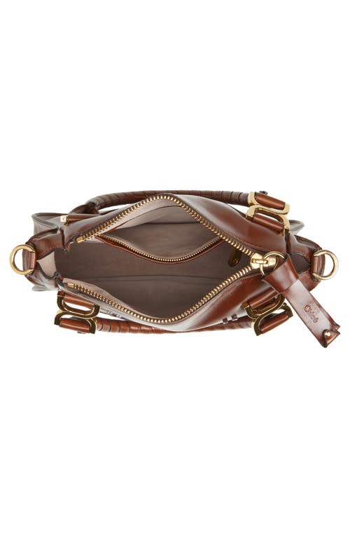Chloé Small Marcie Bag In Shiny Leather In Sooty Brown