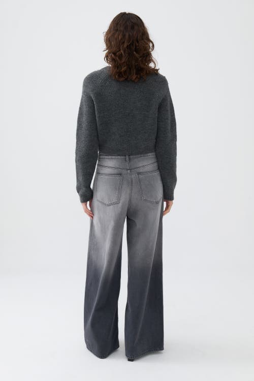 Shop Nocturne Wide Leg Gradient Jeans In Charcoal