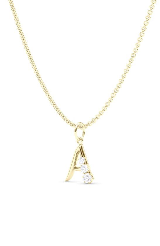 Hautecarat Graduated Lab-created Diamond Initial Letter Pendant Necklace In A - 18k Yellow Gold