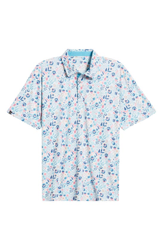 Shop Swannies Clyde Floral Golf Polo In Sky