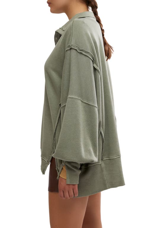 Shop Free People Camden Oversize Henley In Laurel Oak