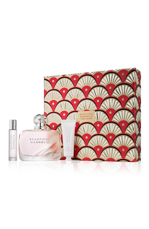 Shop Estée Lauder Beautiful Magnolia Deluxe Perfume + Hand Cream Trio Holiday Gift Set $204 Value In No Color