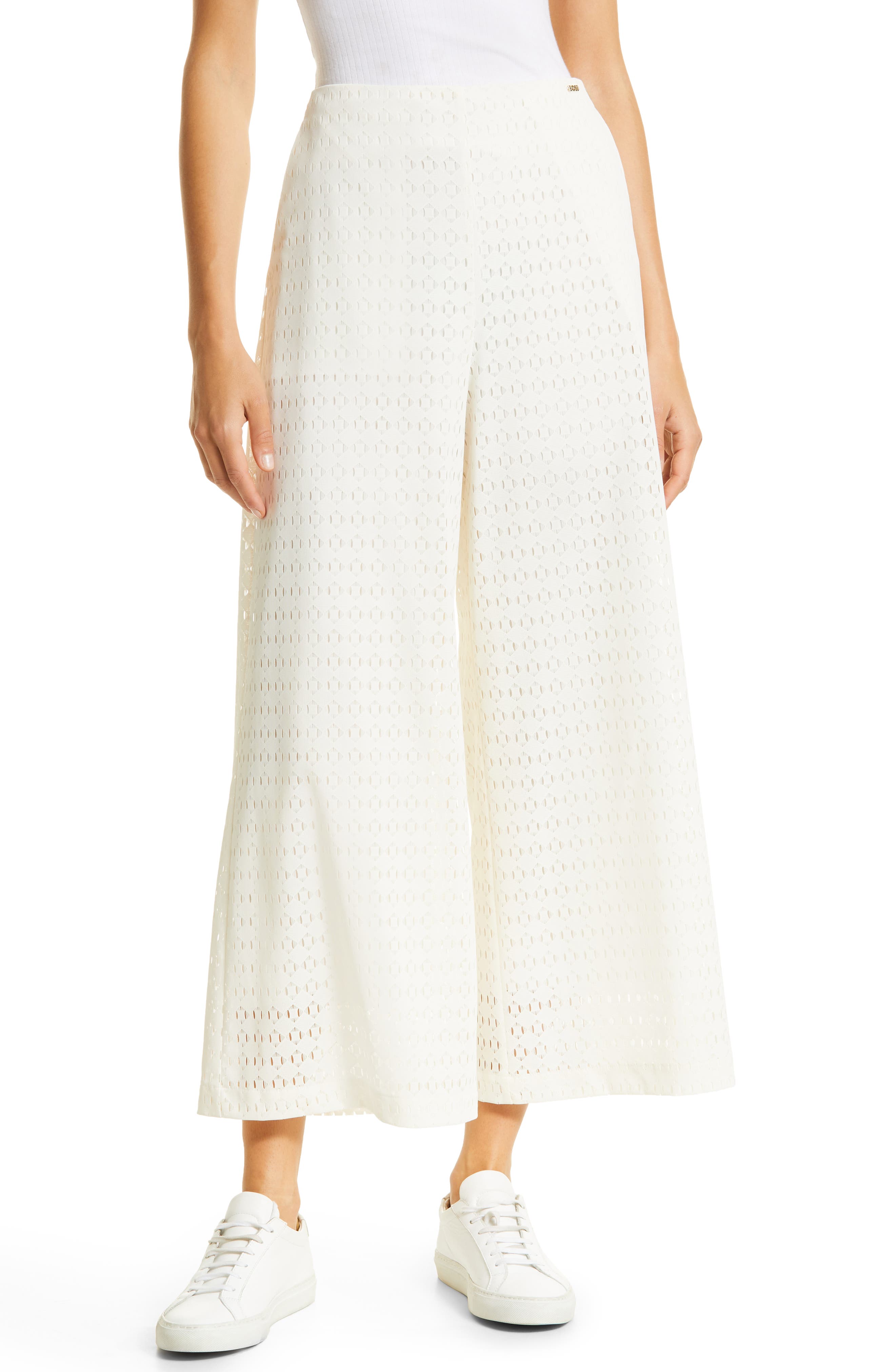 cream colored wide leg pants