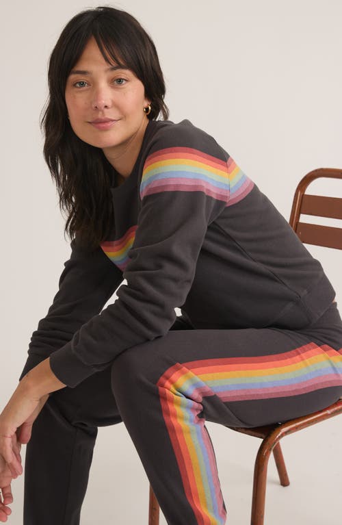 Marine Layer Anytime Stripe Raglan Sweatshirt In Washed Black Stripe