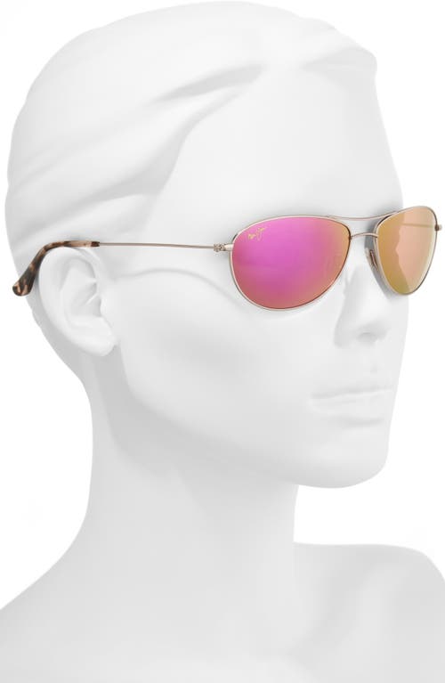 Maui Jim Baby Beach 56mm Mirrored Polarizedplus2® Aviator Sunglasses In Rose Gold/maui Sunrise