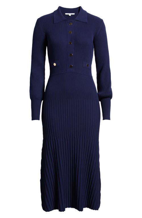 Shop Zoe And Claire Long Sleeve Sweater Dress In Navy