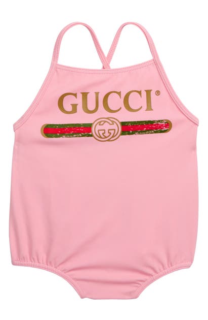 Gucci Babies One Piece Swimsuit In Bright Pink Sand Modesens