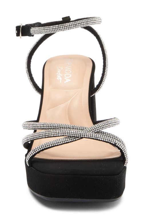 Top Guy Shoes Crystal Platform Sandal In Black Nubuck