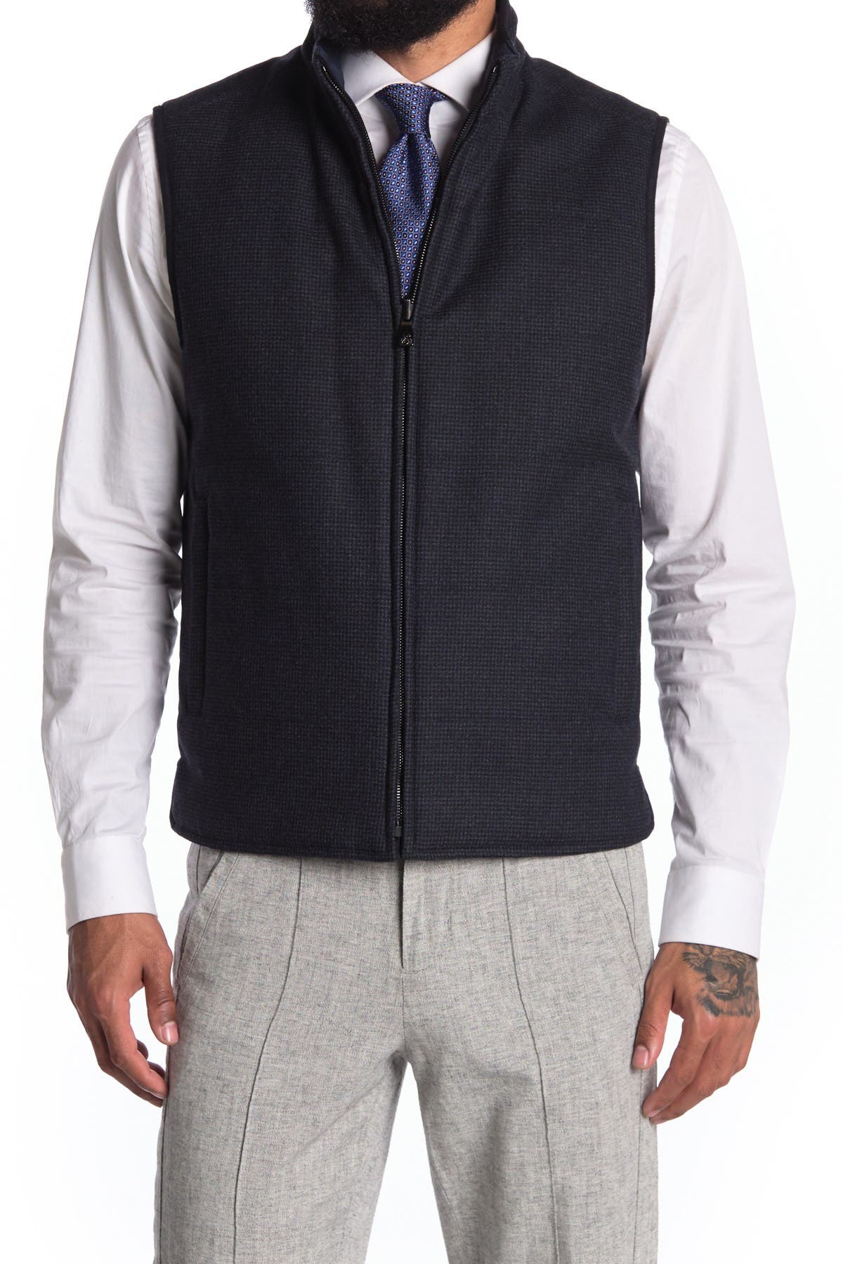Corneliani Reversible Sartorial Wool Vest In Dark Blue1
