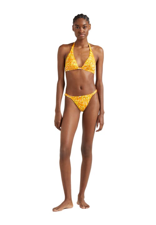 Shop Vilebrequin Palm Leaves Side Tie Jersey Bikini Top In Mangue