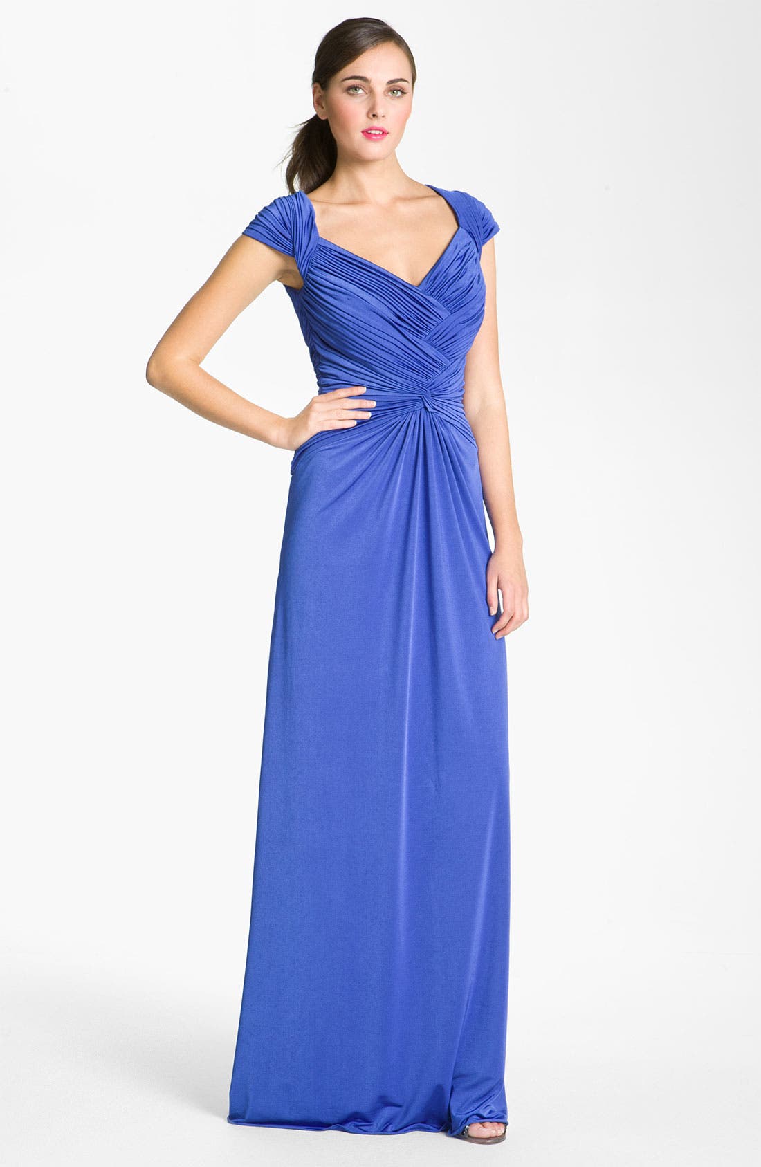 T by Tadashi Ruched Cap Sleeve Jersey Gown Nordstrom