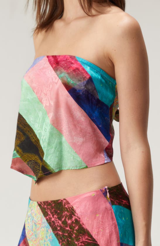 Shop Nasty Gal Patchwork Print Strapless Satin Scarf Top In Multi