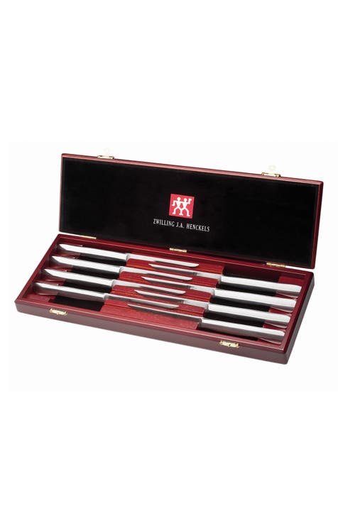 ZWILLING Porterhouse Stainless Steel 8-pc Steak Knife Set with Black  Presentation Case 