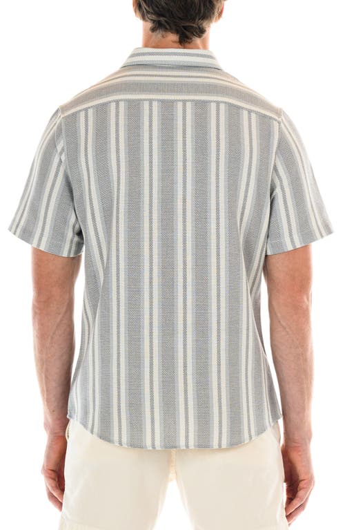 Shop Original Paperbacks Perth Classic Fit Stripe Short Sleeve Cotton Button-up Shirt In Bluecream