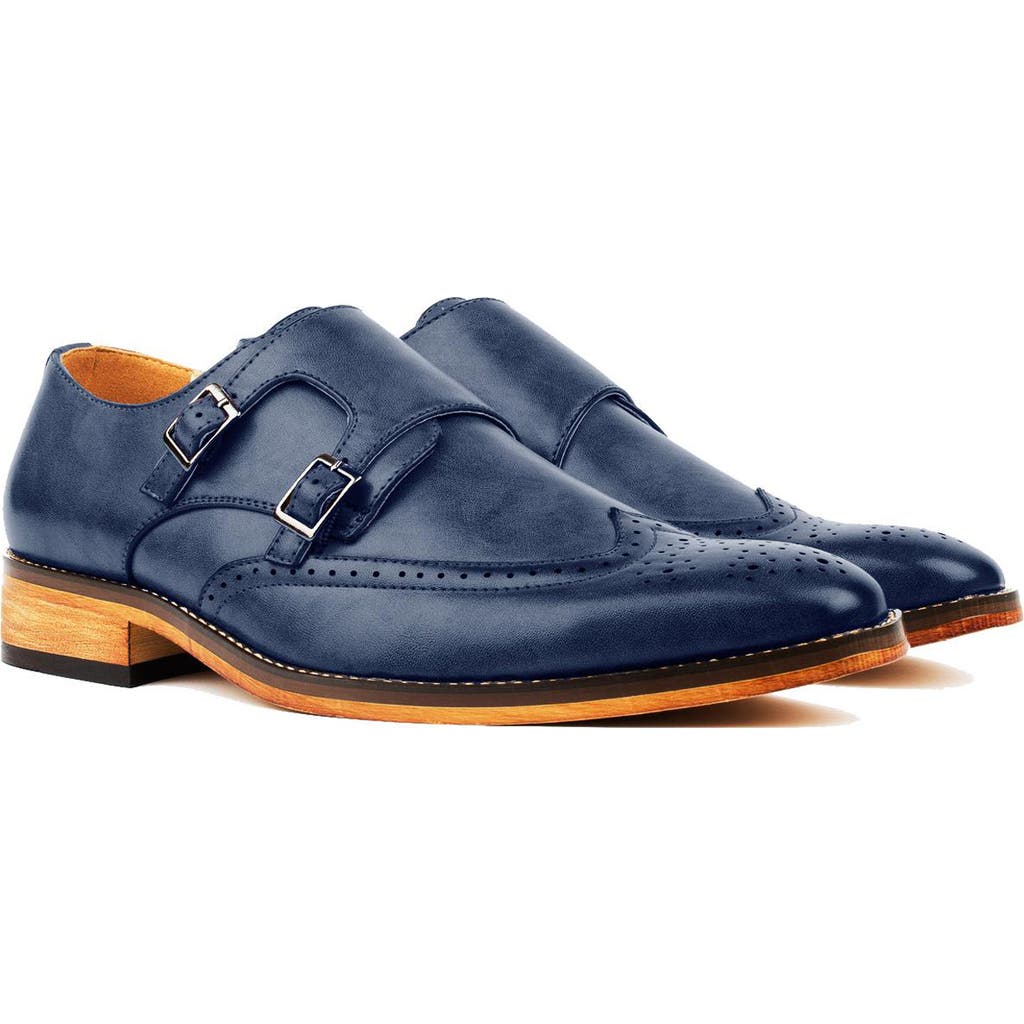 Gino Vitale Monk Strap Shoe In Blue