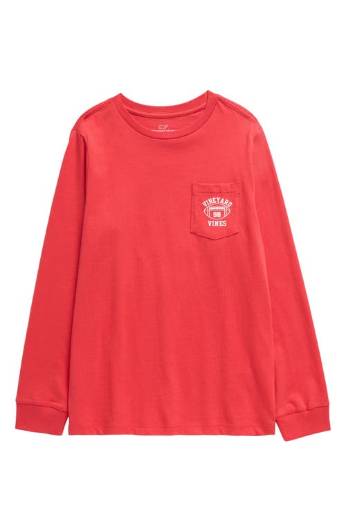 Shop Vineyard Vines Kids' Football Whale Long Sleeve Pocket Graphic T-shirt In Crab Shell