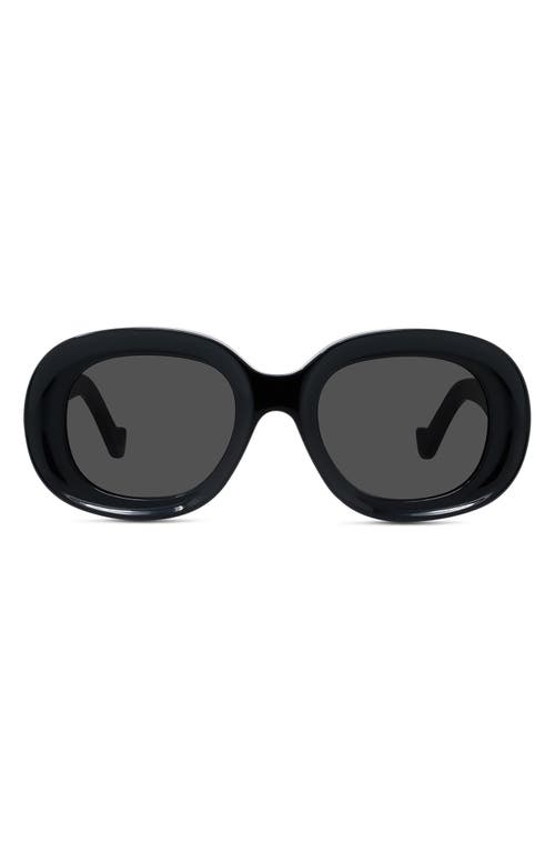 Loewe Chunky Anagram 49mm Oval Sunglasses in Shiny Black /Smoke at Nordstrom
