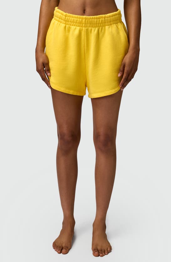 Shop Spiritual Gangster Sadie Cotton Blend Sweat Shorts In Sunflower