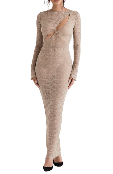Giovanna Floral Lace Long Sleeve Body-Con Dress