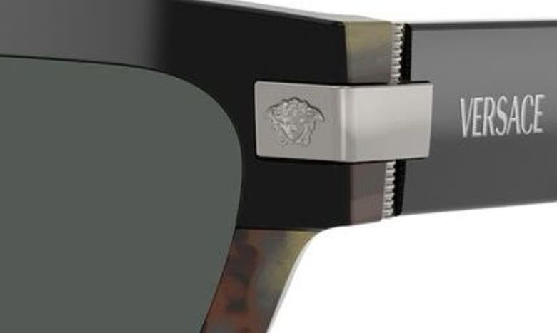 Versace 55mm Plaque Rectangular Sunglasses In Havana