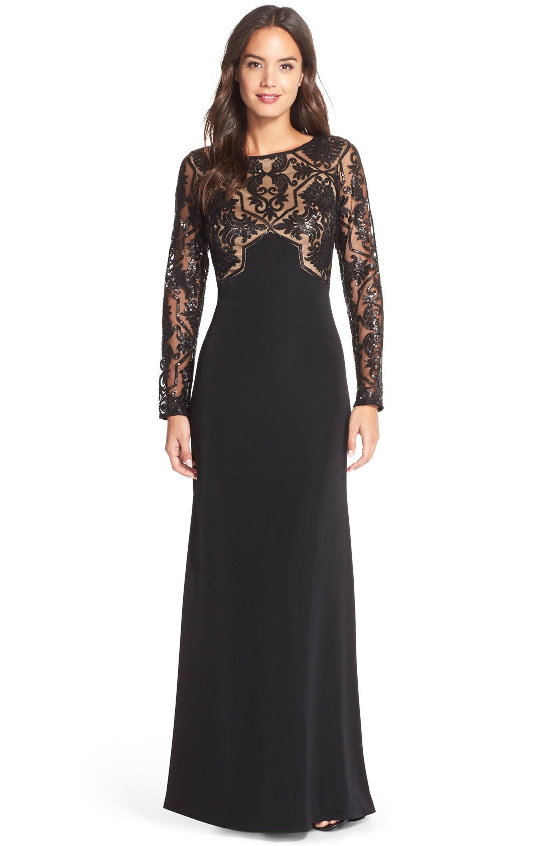 Tadashi Shoji Mixed Media Gown Nordstrom