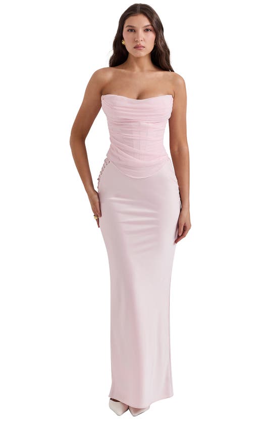 House Of Cb Giuliana Stretch Satin Maxi Skirt In Pinkesque
