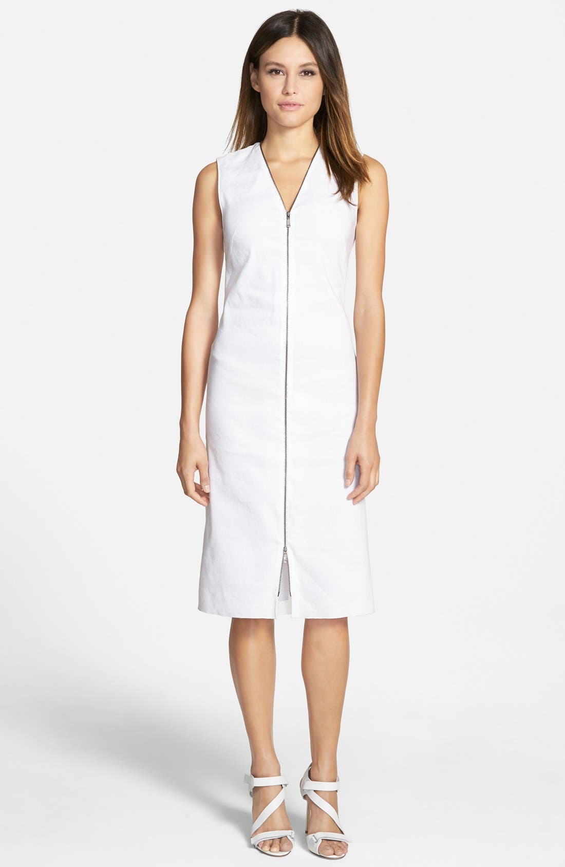 Elie Tahari 'Kate' Linen Blend Front Zip Dress Nordstrom