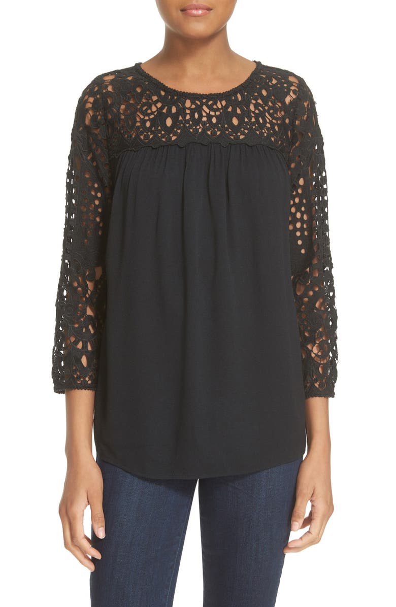 Joie 'Lindy' Lace Trim Babydoll Top | Nordstrom