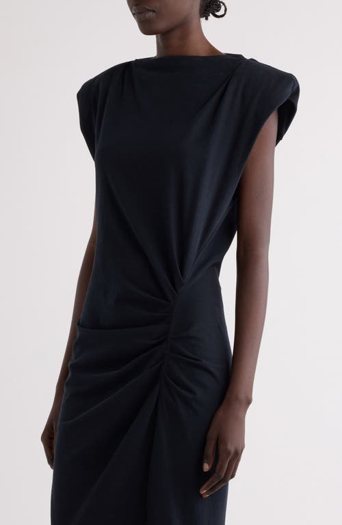 Isabel Marant Cotton Nadela Dress Cap Sleeves Midi Length In Black