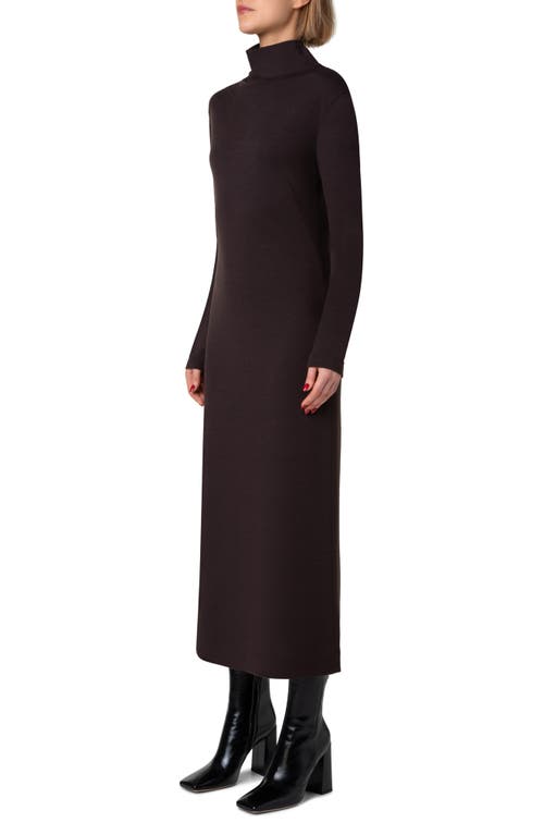 Shop Akris Long Sleeve Wool Jersey Midi Dress In Mocca