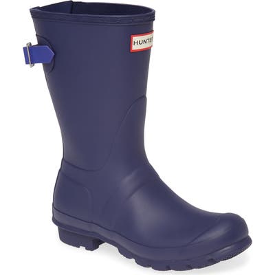 Hunter Original Short Back Adjustable Waterproof Rain Boot, Purple